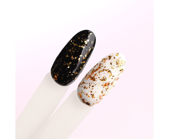 Зображення 3 Kira Nails No Wipe Top Gold Shard – топ без липкого шару із золотою поталлю, 6 мл