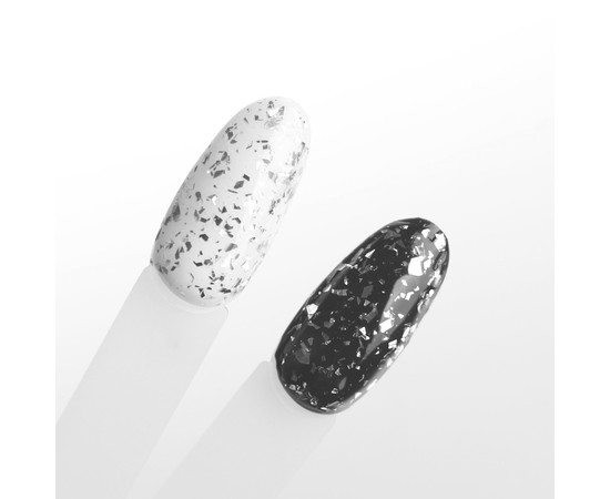 Зображення 3 Kira Nails No Wipe Top Silver Shard – топ без липкого шару зі срібною поталлю, 6 мл