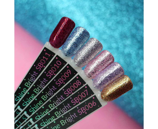 Зображення 4 Гель-лак Kira Nails Shine Bright №010 (блакитний з блискітками), 6 мл, Об'єм (мл, г): 6, Колір: 010