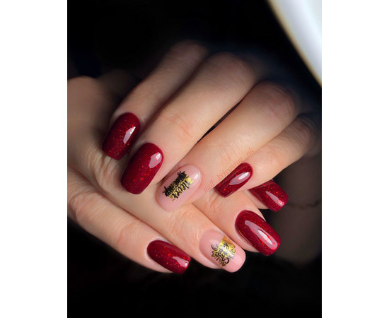 Изображение 4 Гель-лак Kira Nails Shine Bright №011 (темно-красный с блестками), 6 мл, Объем (мл, г): 6, Цвет: 011