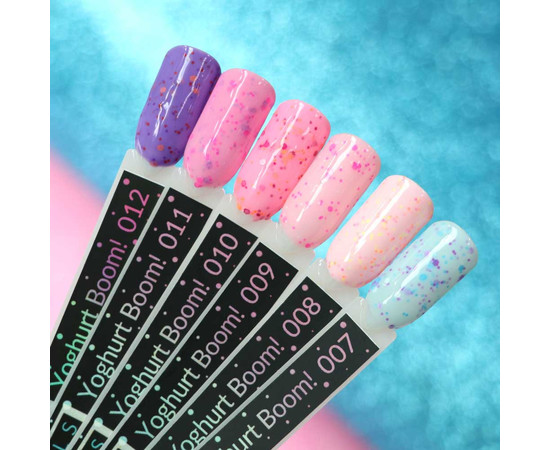 Изображение 4 Гель-лак Kira Nails Yoghurt Boom! №007 (голубой мармелад с неоновыми блестками, йогурт), 6 мл, Объем (мл, г): 6, Цвет: 007
