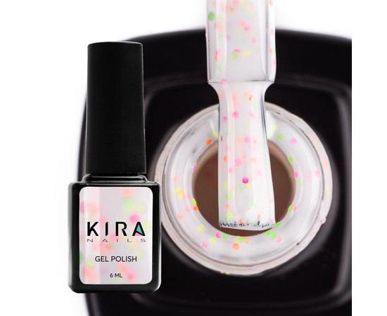Изображение 2 Гель-лак Kira Nails Yoghurt Boom! №001 (помадка ванильная с неоновыми блестками, йогурт), 6 мл, Объем (мл, г): 6, Цвет: 001