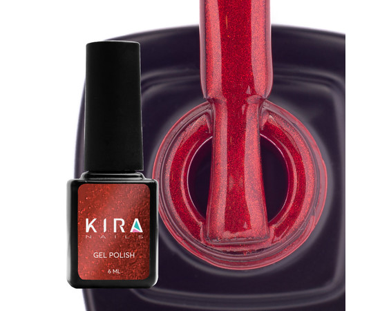 Изображение 2 Гель-лак Kira Nails Cat Eye №001 (красно-коралловый, магнитный), 6 мл, Объем (мл, г): 6, Цвет: 001
