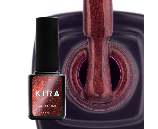 Изображение 2 Гель-лак Kira Nails Cat Eye №003 (красно-фиолетовый, магнитный), 6 мл, Объем (мл, г): 6, Цвет: 003