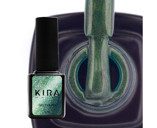 Зображення 2 Гель-лак Kira Nails Cat Eye №005 (синьо-зелений, магнітний), 6 мл, Об'єм (мл, г): 6, Колір: 005