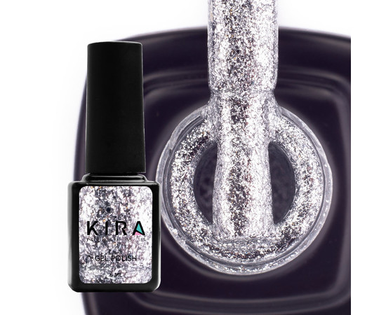 Изображение 2 Гель-лак Kira Nails 24 Karat №001 (серебро с большим количеством блесток), 6 мл, Объем (мл, г): 6, Цвет: 001