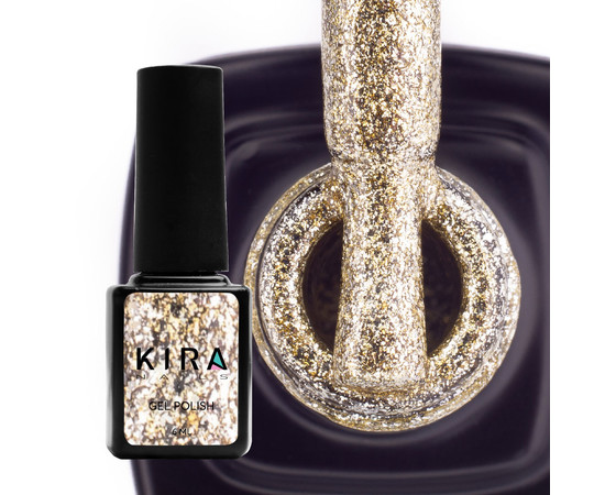 Изображение 2 Гель-лак Kira Nails 24 Karat №004 (золото с большим количеством блесток), 6 мл, Объем (мл, г): 6, Цвет: 004