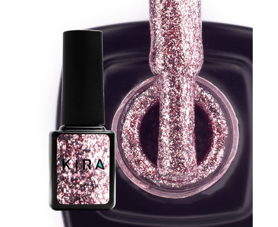 Изображение 2 Гель-лак Kira Nails 24 Karat №006 (розовое золото с большим количеством блесток), 6 мл, Объем (мл, г): 6, Цвет: 006