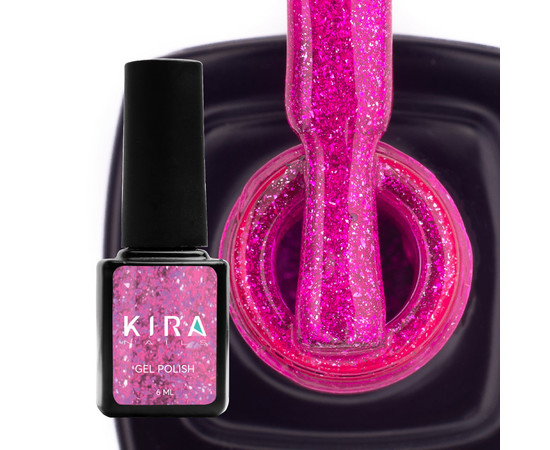 Зображення 2 Гель-лак Kira Nails 24 Karat №009 (рожевий з блискітками), 6 мл, Об'єм (мл, г): 6, Колір: 009