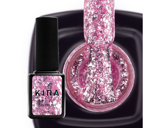 Зображення 2 Гель-лак Kira Nails Shine Bright №008 (рожевий з блискітками), 6 мл, Об'єм (мл, г): 6, Колір: 008