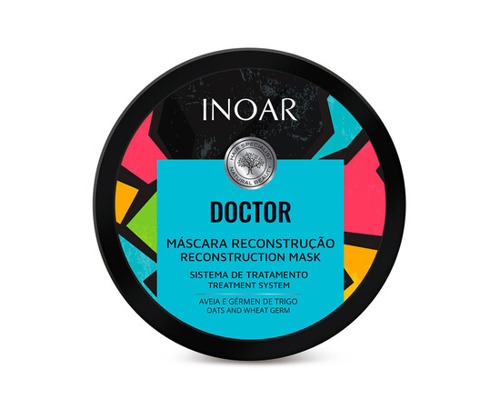 Изображение 3 Маска лечение волос протеины зародышей Овса и Пшеницы Inoar Doctor Reconstruction Mask, 250 г