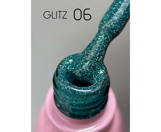 Зображення 2 Гель-лак Toki-Toki Glitz GZ06 синьо-зелений, 5 мл, Об'єм (мл, г): 5, Колір: 06