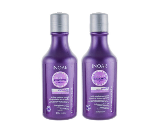 Зображення 2 Безсульфатний відтінковий шампунь та кондиціонер «Ідеальний блонд» Inoar Duo Speed ​​Blond 2x250 мл