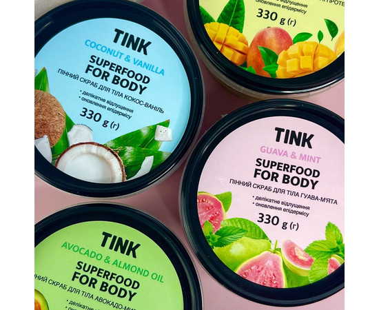 Зображення 6 Скраб для тіла пінний "Манго і молочні протеїни" Tink Superfood For Body Mango & Milk Proteins, 330 г