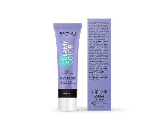 Зображення 3 Фарба для брів та вій Joly:Lab Creamy Color чорна, 15 мл, Об'єм (мл, г): 15, Колір: чорний