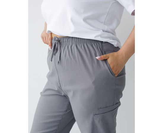 Изображение 3 Медицинские брюки женские джоггеры стрейч серые +SIZE р. 56, "БЕЛЫЙ ХАЛАТ" 503-328-758, Размер: 56, Цвет: серый