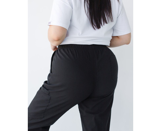Зображення 5 Медичні штани жіночі джогери стрейч чорні +SIZE р. 58, "БІЛИЙ ХАЛАТ" 501-321-730, Розмір: 58, Цвет: чорний