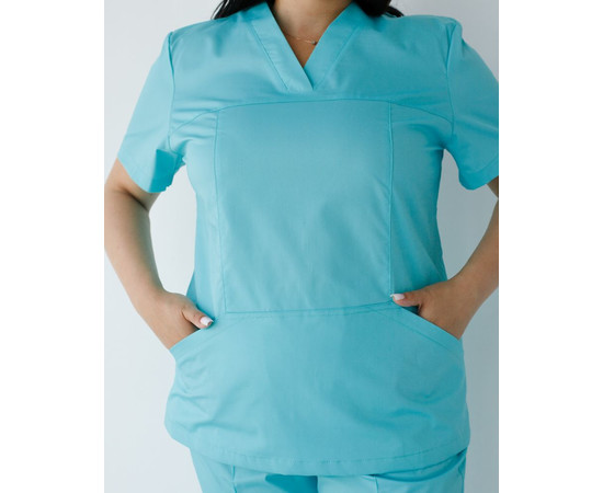 Зображення 3 Медична сорочка жіноча Топаз ментол +SIZE р. 58, "БІЛИЙ ХАЛАТ" 386-441-705, Розмір: 58, Цвет: ментол