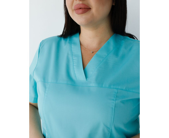 Зображення 2 Медична сорочка жіноча Топаз ментол +SIZE р. 58, "БІЛИЙ ХАЛАТ" 386-441-705, Розмір: 58, Цвет: ментол