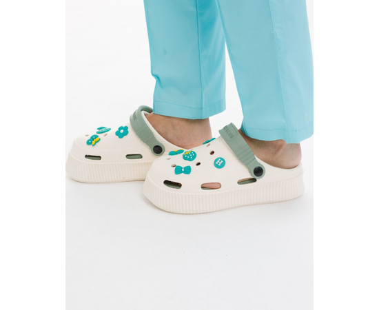 Изображение 2 Медицинские женские сабо на платформе Eva бело-оливковые р. 40, "БЕЛЫЙ ХАЛАТ" 493-517-929, Размер: 40, Цвет: бело-оливковый