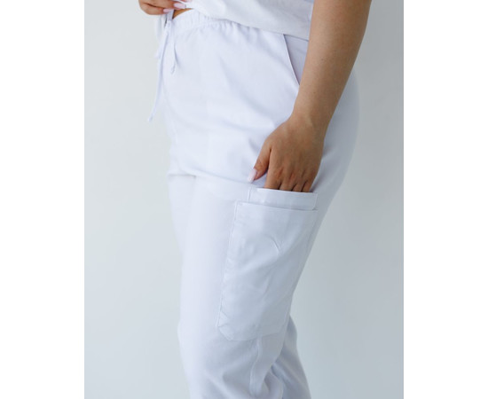 Зображення 5 Медичні штани жіночі джогери стрейч білі +SIZE р. 56, "БІЛИЙ ХАЛАТ" 501-324-730, Розмір: 56, Цвет: білий