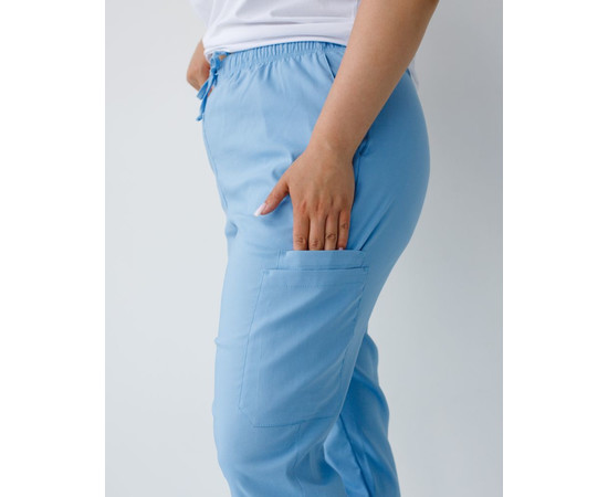 Изображение 3 Медицинские брюки женские джоггеры стрейч голубые +SIZE р. 60, "БЕЛЫЙ ХАЛАТ" 501-333-730, Размер: 60, Цвет: голубой