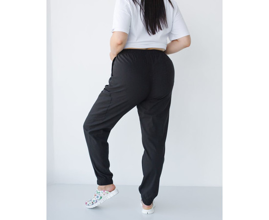 Зображення 2 Медичні штани жіночі джогери стрейч чорні +SIZE р. 60, "БІЛИЙ ХАЛАТ" 501-321-730, Розмір: 60, Цвет: чорний