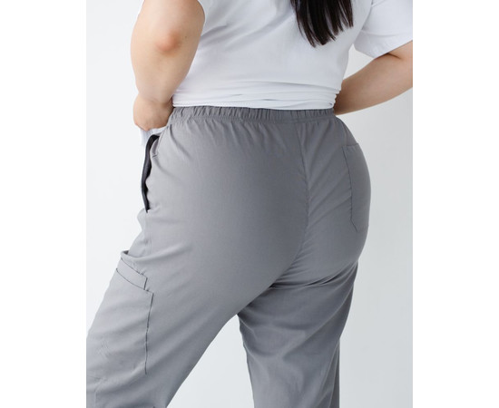 Изображение 5 Медицинские брюки женские джоггеры стрейч серые +SIZE р. 58, "БЕЛЫЙ ХАЛАТ" 503-328-758, Размер: 58, Цвет: серый