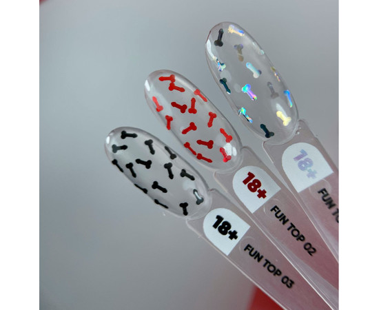 Зображення 2 Nails of the Day FUN! top 01 – прозорий топ без липкого шару з голографічним сріблим арт-декором, 10 мл, Об'єм (мл, г): 10, Колір: 01