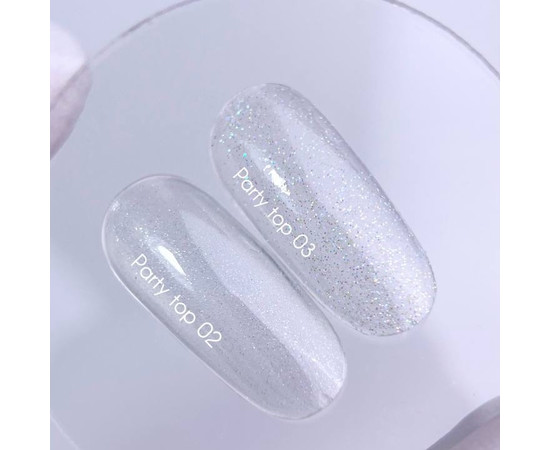 Изображение 3 Nails of the Day Party top 02 – прозрачный топ без липкого слоя с мелким шиммером, 10 мл, Объем (мл, г): 10, Цвет: 02