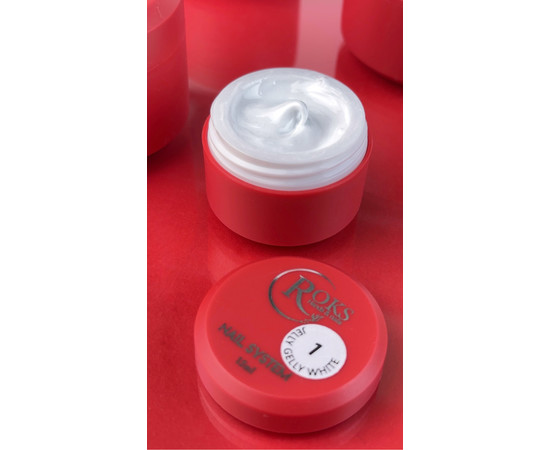 Изображение 2 Гель-желе для наращивания ногтей Roks Jelly Gel №01 White белый, баночка 15 мл, Объем (мл, г): 15, Цвет: 01
