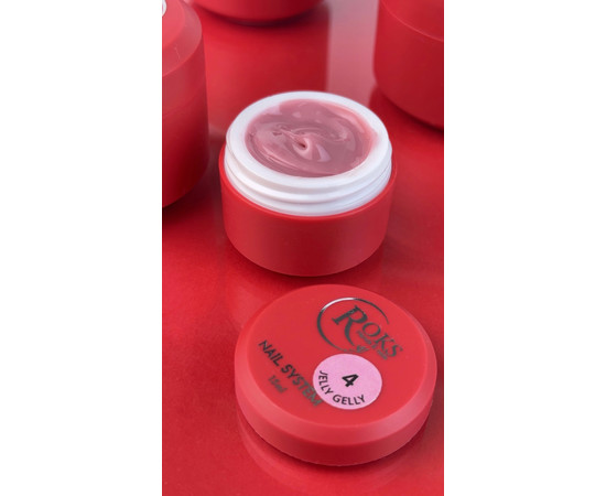 Зображення 2 Гель-желе для нарощування нігтів Roks Jelly Gel №04 Nude нюдовий, баночка 15 мл, Об'єм (мл, г): 15, Колір: 04