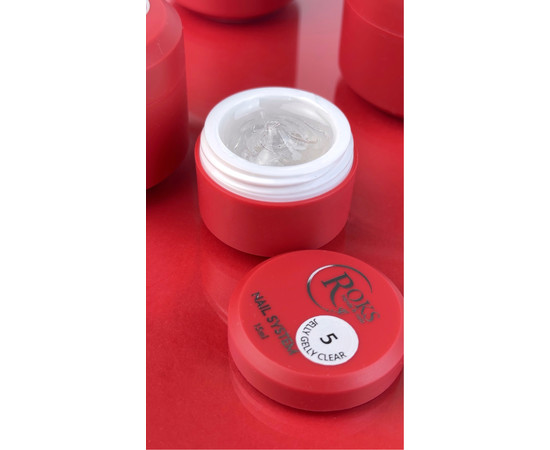 Изображение 2 Гель-желе для наращивания ногтей Roks Jelly Gel №05 Clear прозрачный, баночка 15 мл, Объем (мл, г): 15, Цвет: 05