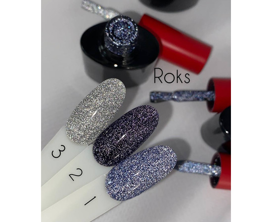 Зображення 2 Гель-лак для нігтів світловідбивний Roks Gel Polish Color Night Stars №01, 6 мл, Об'єм (мл, г): 6, Колір: 01
