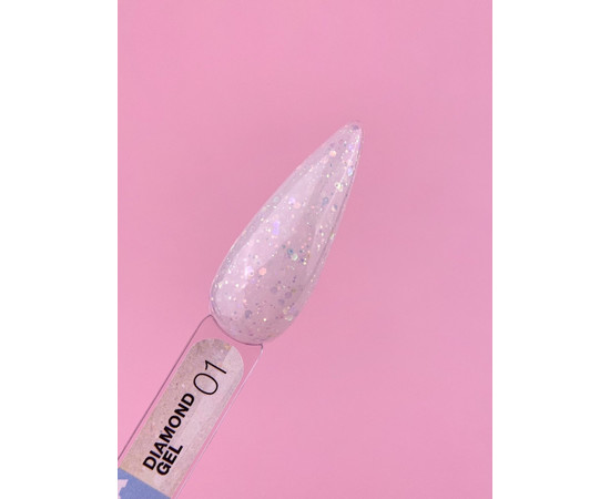 Зображення 2 Гель для нарощування нігтів з блискітками LUNAMoon Diamond Gel №01, 15 мл, Об'єм (мл, г): 15, Колір: 1