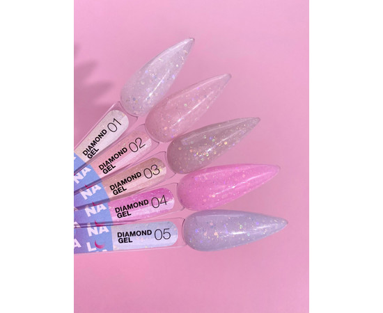 Зображення 5 Гель для нарощування нігтів з блискітками LUNAMoon Diamond Gel №01, 15 мл, Об'єм (мл, г): 15, Колір: 1