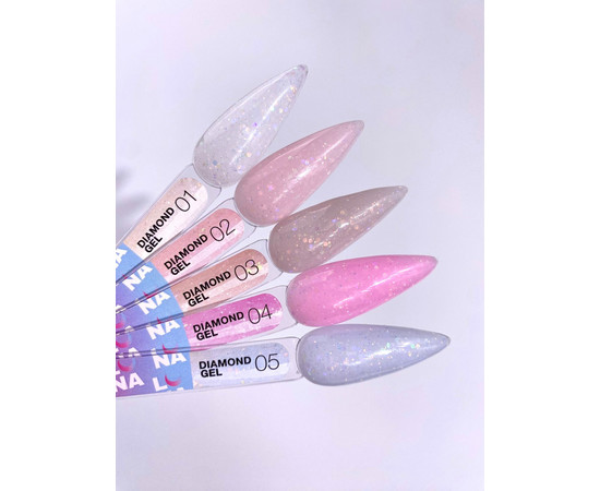 Зображення 7 Гель для нарощування нігтів з блискітками LUNAMoon Diamond Gel №01, 15 мл, Об'єм (мл, г): 15, Колір: 1