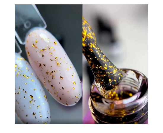 Зображення 2 Топ із поталлю Elise Braun Flakes Top №02 із золотою поталлю, 15 мл, Об'єм (мл, г): 15, Колір: 02