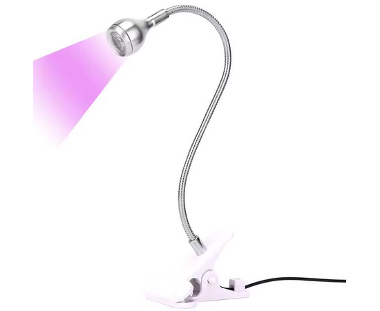 Изображение 2 Светильник ультрафиолетовый светодиодный USB с зажимом на прищепке, серебристый белый