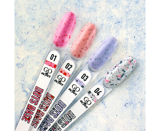 Зображення 2 Камуфлююча база каучукова GO Active Dots Base Coat №04 молочний з різнокольоровими вкрапленнями, 10 мл, Об'єм (мл, г): 10, Колір: 04