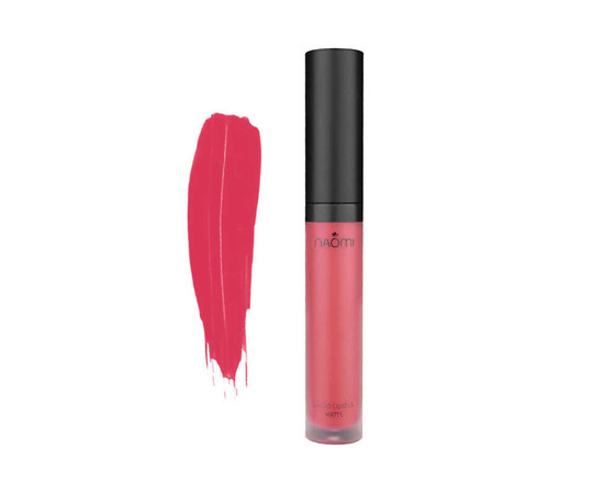 Зображення  Рідка матова помада для губ Naomi Liquid Lipstick Matte Invasion, 6 мл, Об'єм (мл, г): 6, Колір: Invasion