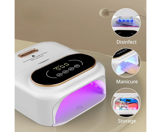 Зображення 3 Лампа для манікюру LED/UV BQ-V16 + бокс для стерилізації 148 Вт, біла