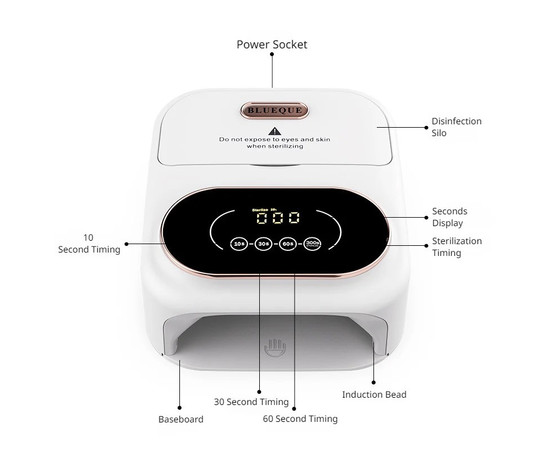 Зображення 5 Лампа для манікюру LED/UV BQ-V16 + бокс для стерилізації 148 Вт, біла
