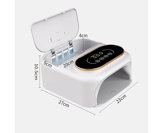 Зображення 6 Лампа для манікюру LED/UV BQ-V16 + бокс для стерилізації 148 Вт, біла