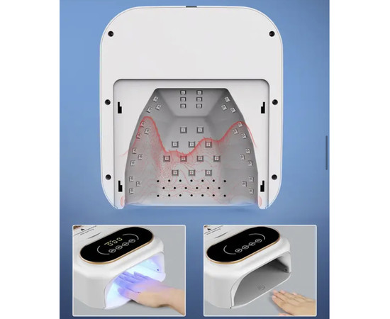 Зображення 8 Лампа для манікюру LED/UV BQ-V16 + бокс для стерилізації 148 Вт, біла