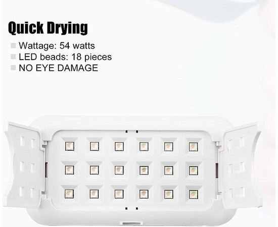 Зображення 2 Лампа для манікюру LED/UV Diamond Mini 2 54 Вт USB, біла