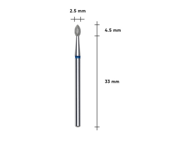 Изображение 2 Фреза алмазная STALEKS PRO почка острая, диаметр 2.5 мм / рабочая часть 4.5 мм