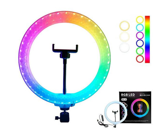 Изображение 2 Кольцевая селфи лампа RGB Diamond Crystal 3D-26 см. (цветная) на 15 Вт. со штативом и держателем, на USB
