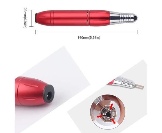 Зображення 8 Ручка-фрезер РВ – 101 металева – 30 000 об.хв. на 30 Вт. Червоний