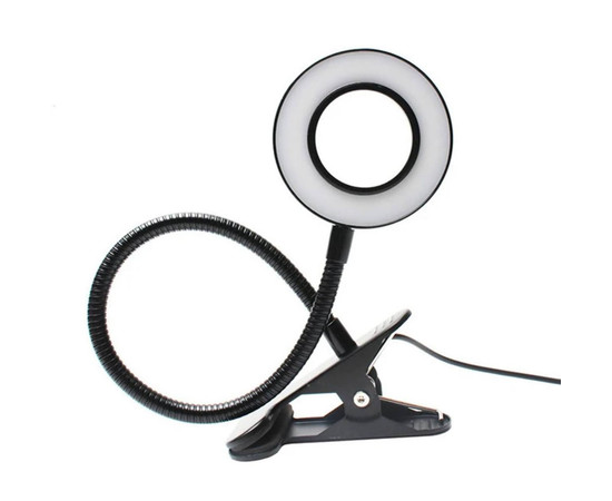 Зображення 4 Настільна кільцева міні-LED лампа FS-18 для освітлення (гнучка, на прищіпці) на USB, 5 Вт. Чорний